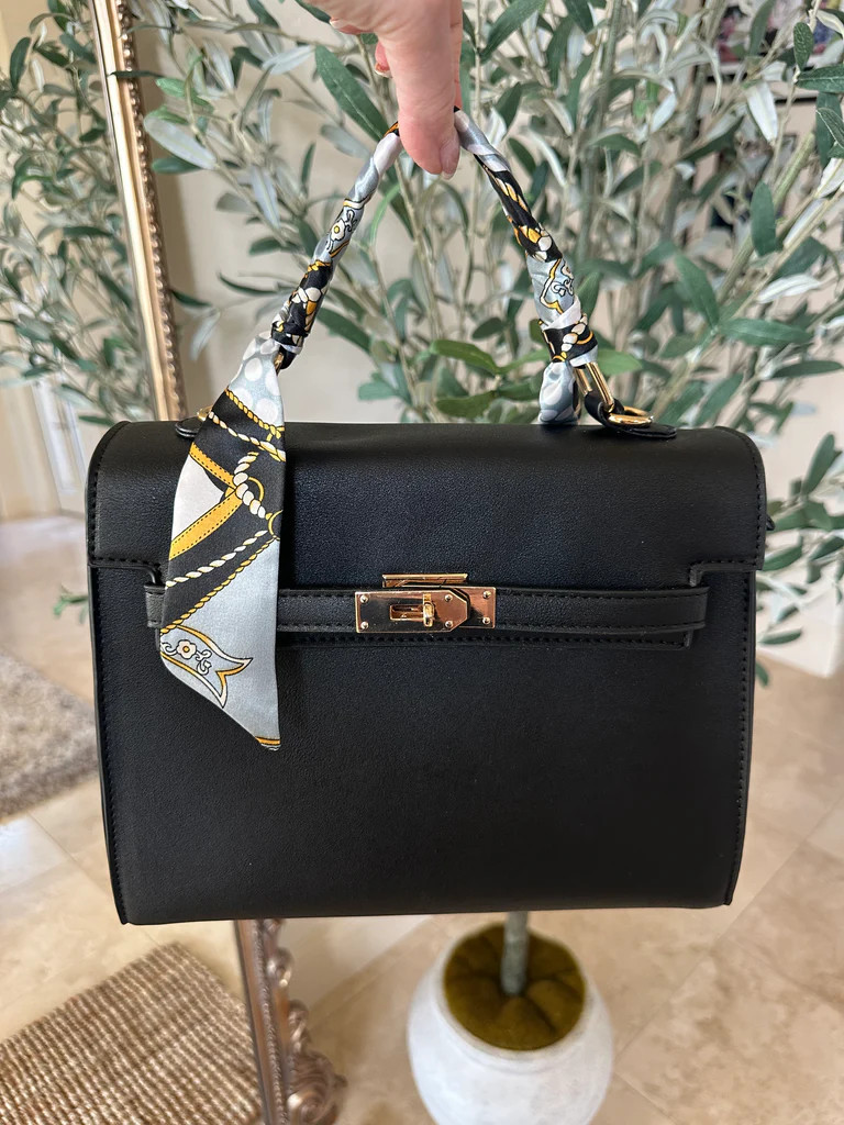 NEW!! Icon Structured Top handle Purse in Black | Glitzy Bella