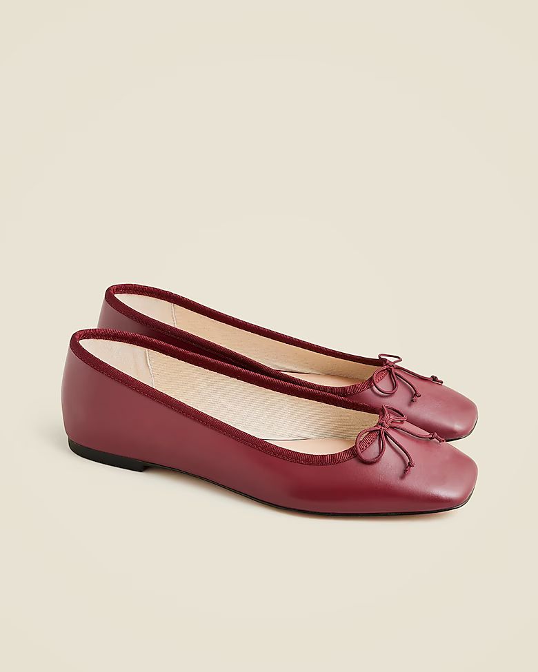 Quinn square-toe ballet flats in leather | J. Crew US