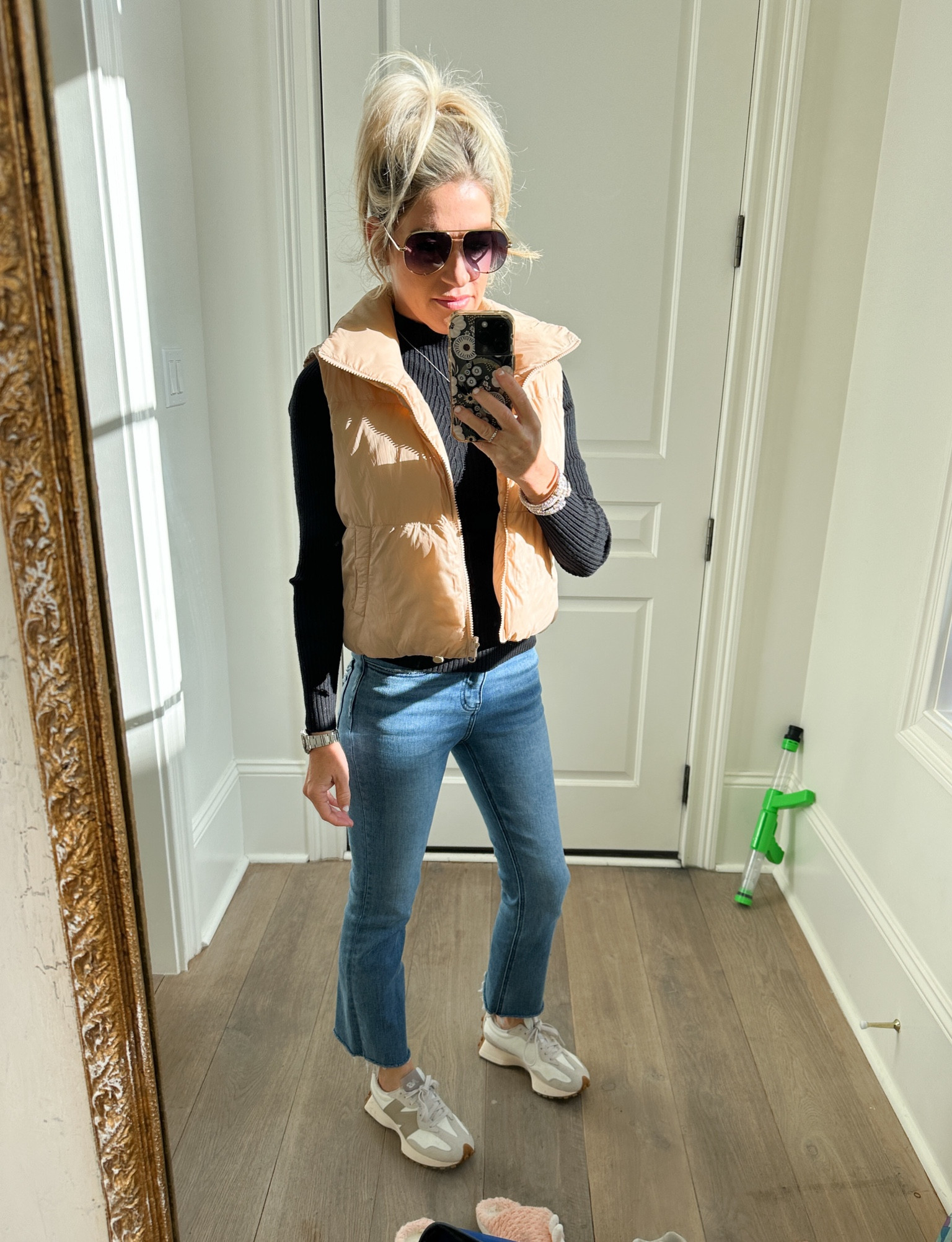 OOTD! It’s getting colder so the puffer vests are coming out!🥰 I love this one from Amazon! It’s a closet staple! 
This is a great outfit for running errands and spending the day with the kids! 👶🏼
Paired this puffer vest with the Amazon mock neck tops I shared the other day! They come in a few colors and are so soft! Also wearing my favorite jeans from Nordstrom and my new balances! They are so comfy! 🥰🥰