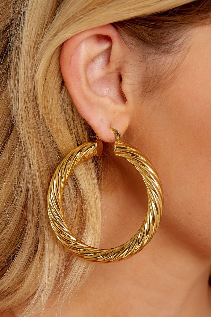 Milan Large Gold Hoop Earrings | Red Dress 