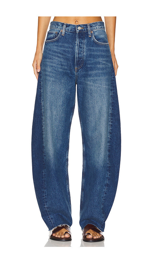 AGOLDE Luna Pieced High Rise Curved Taper Jeans in Denim-Medium. Size 25. Also in 24, 26. | Revolve Clothing (Global)