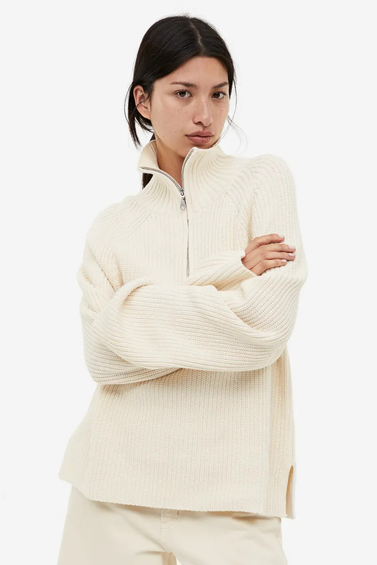 Rib-knit half-zip jumper | H&M (UK, MY, IN, SG, PH, TW, HK)