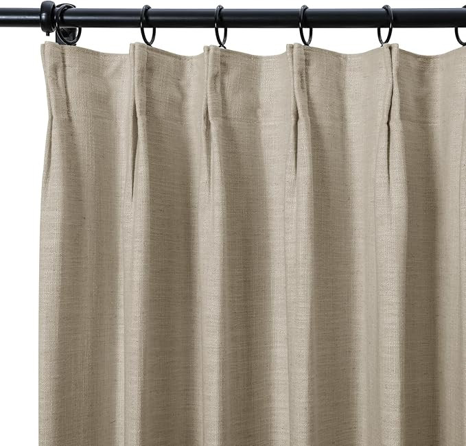 TWOPAGES 52 W x 96 L inch Pinch Pleat Unlined Darkening Drape Faux Linen Curtain Drapery Panel fo... | Amazon (US)