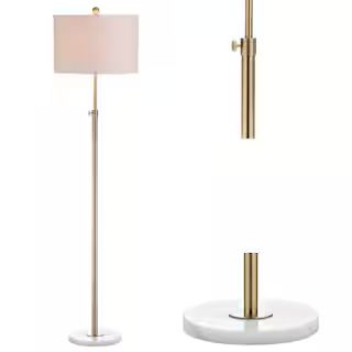 June 65 in. Metal/Marble Adjustable Brass Gold/White Floor Lamp | The Home Depot