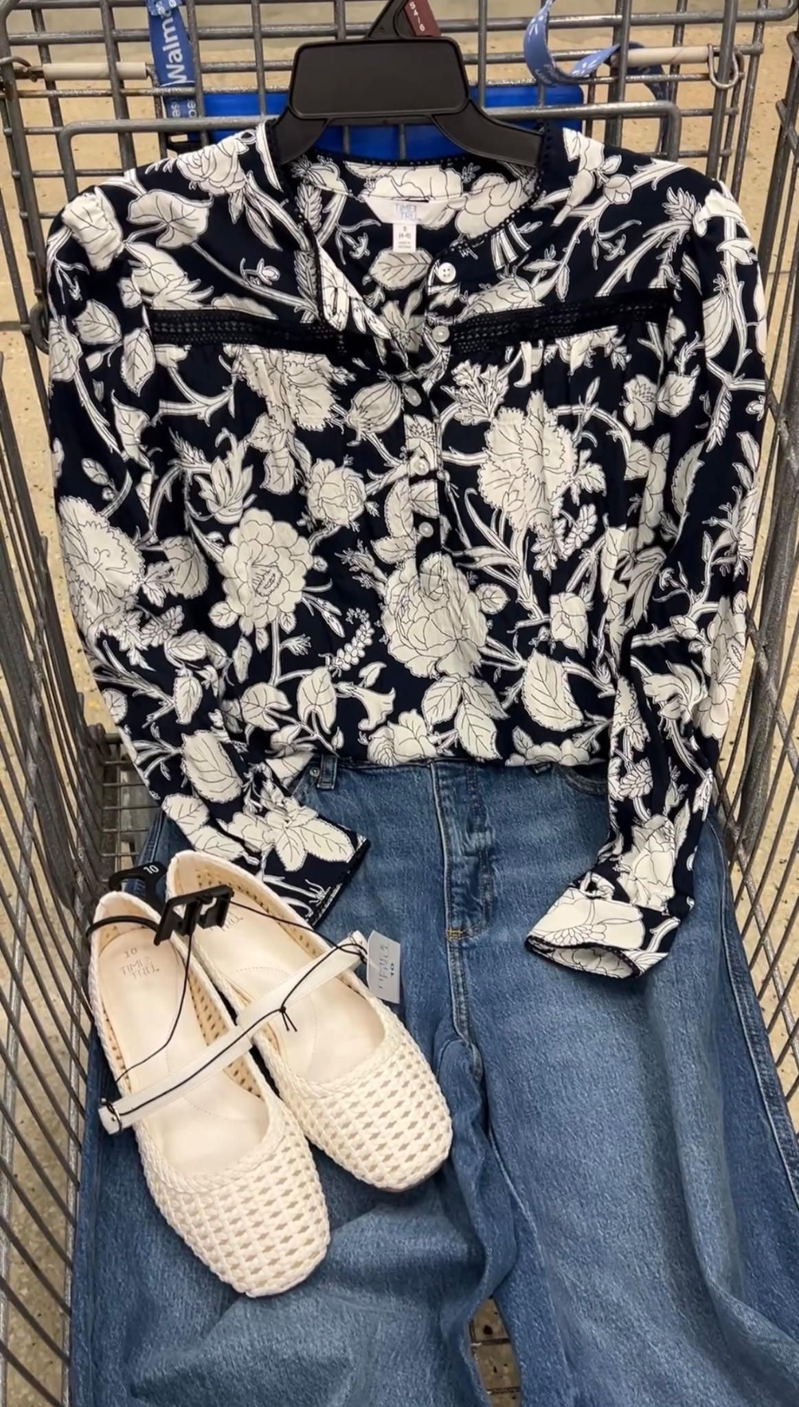 Walmart spring outfit idea with this crochet detail blouse, barrel jeans and woven mary Jane flats. #walmartfashion 

#LTKootd #LTKgrwm #LTKOver40