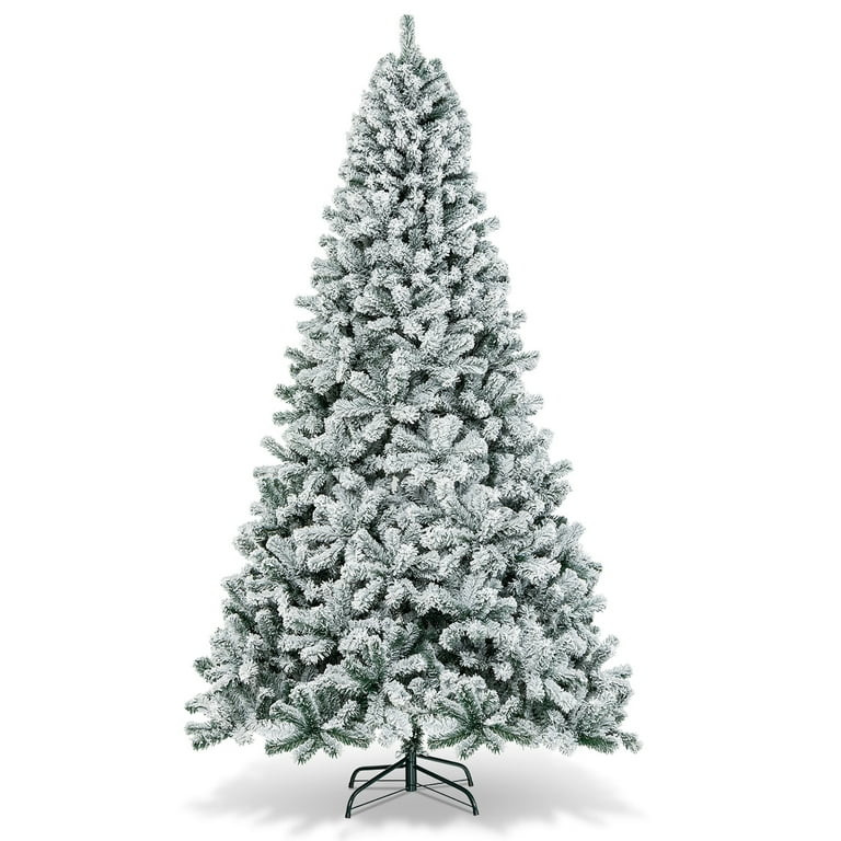 Gymax 9ft Snow Flocked Hinged Artificial Christmas Tree Unlit Holiday Decor | Walmart (US)