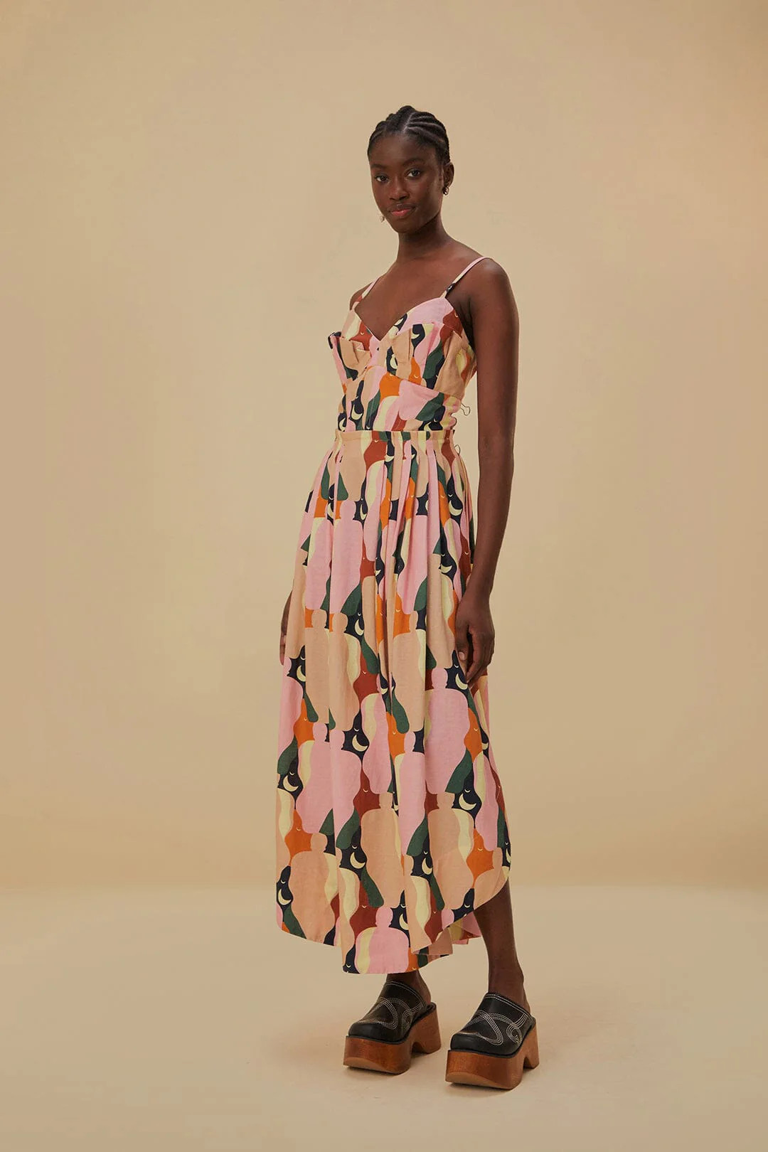 The Kiss Multicolor Sleeveless Midi Dress | FarmRio (US)