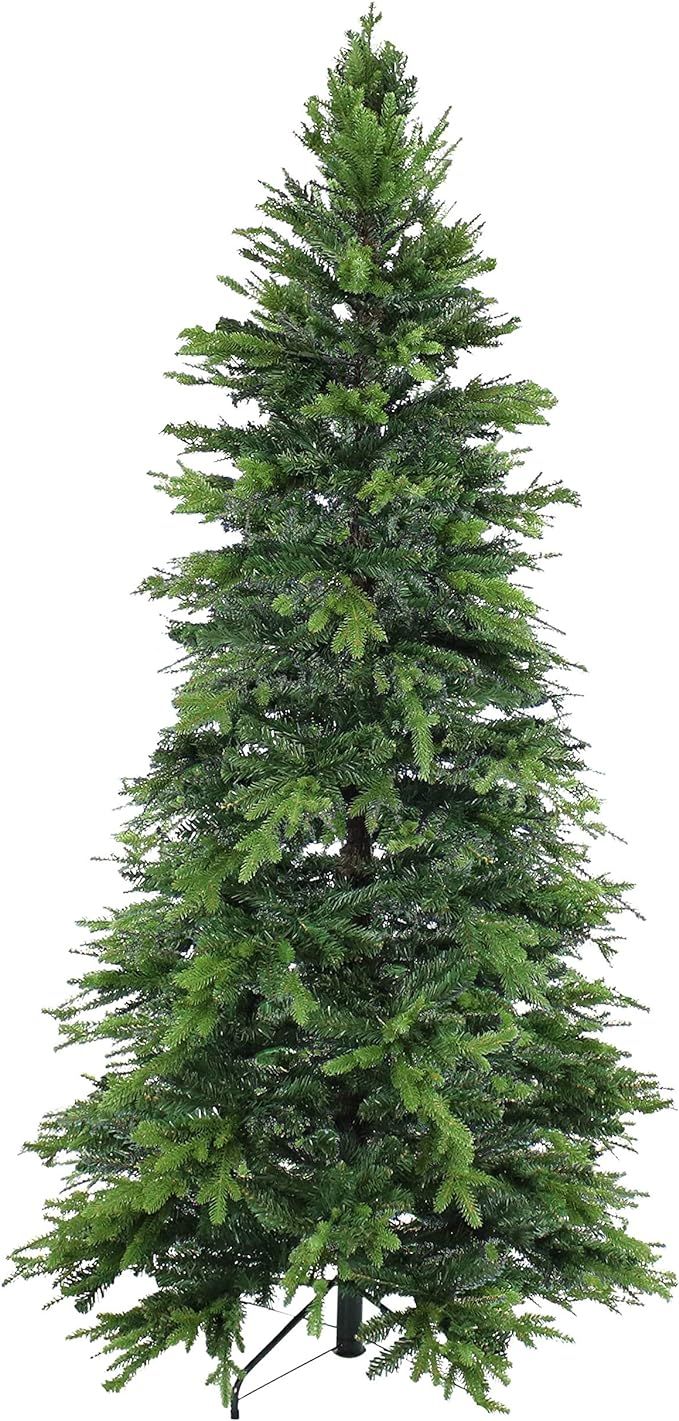 Sunnydaze 7-Foot Tall, Slim and Stately Christmas Tree - Indoor Unlit PVC Artificial Tree with Me... | Amazon (US)