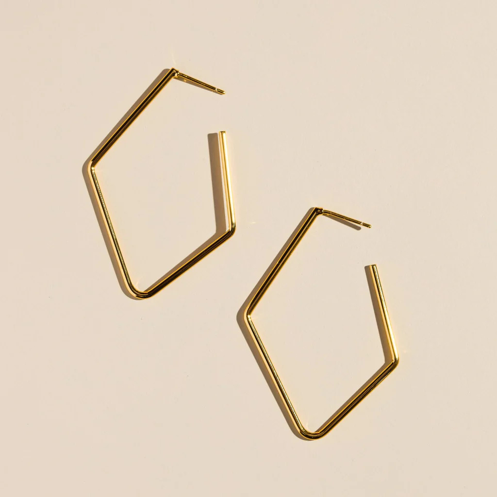 Gold Diamond Hoops | Nickel and Suede