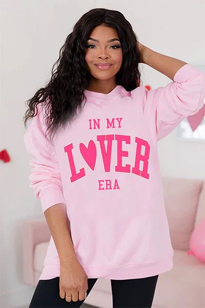 In My Lover Era Light Pink Oversized Graphic Sweatshirt | Pink Lily