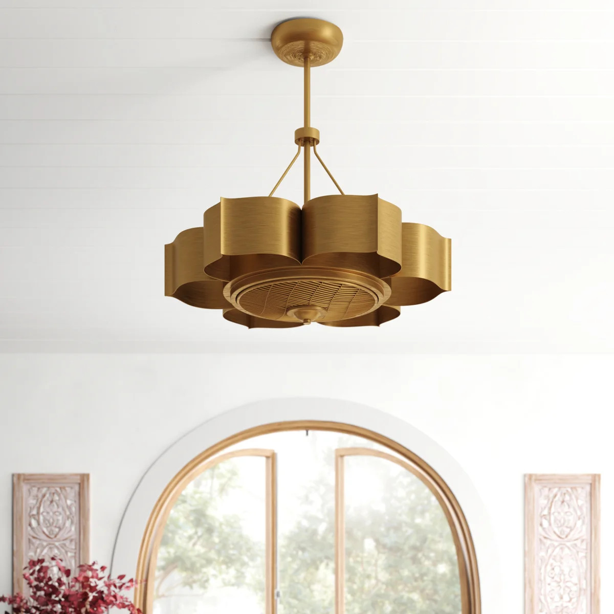 Budd 31" 6-Light Fandelier in Gold Patina with Remote Control | Wayfair North America