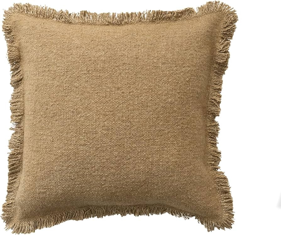 Creative Co-Op Woven Cotton Blend Fringe, Olive Green Pillows, L x W x H, Natural | Amazon (US)