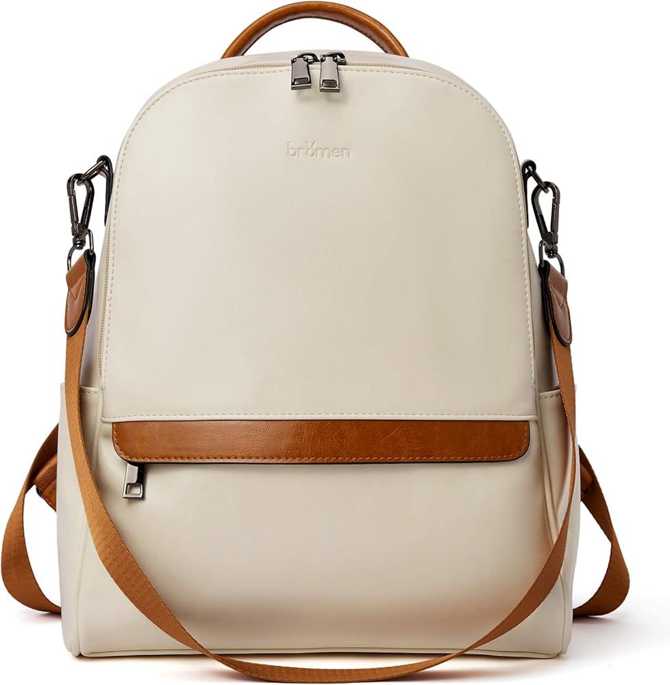 BROMEN Backpack Purse for Women Leather Anti-theft Travel Backpack Fashion College Shoulder Handbag | Amazon (US)