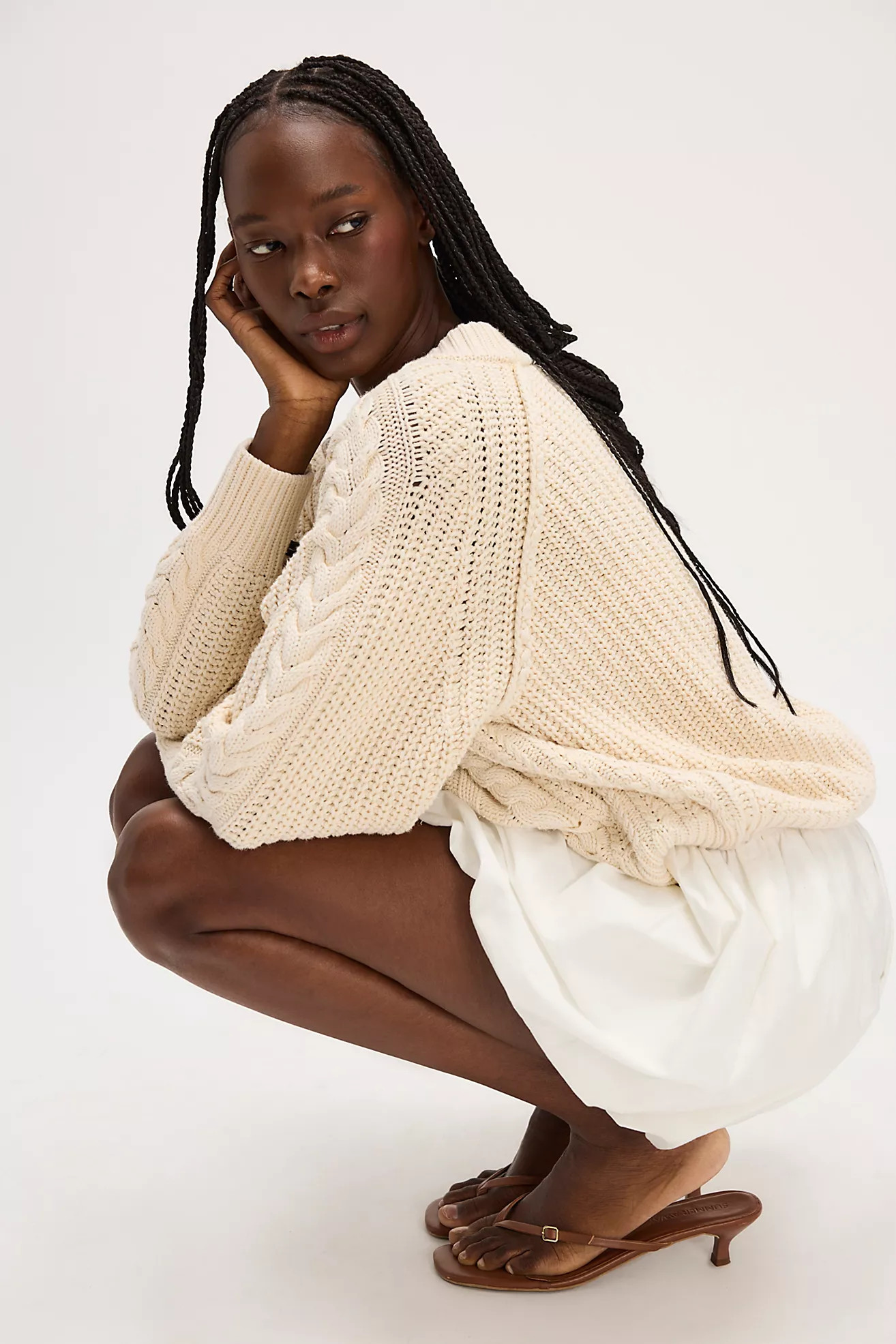 Frankie Cable Knit Cotton Sweater | Free People (Global - UK&FR Excluded)