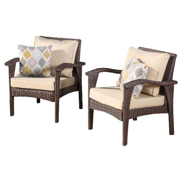 Honolulu Set of 2 Outdoor Wicker Club Chair with Cushion - Christopher Knight Home | Target