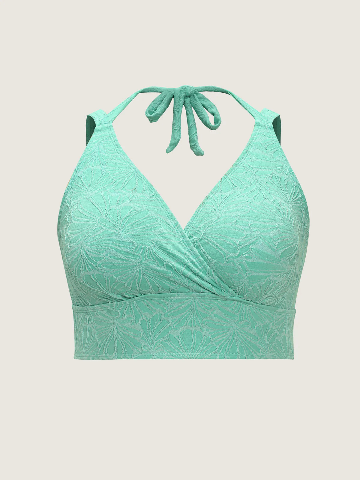 Floral Textured Halter Neckline Swim Top | Bloomchic