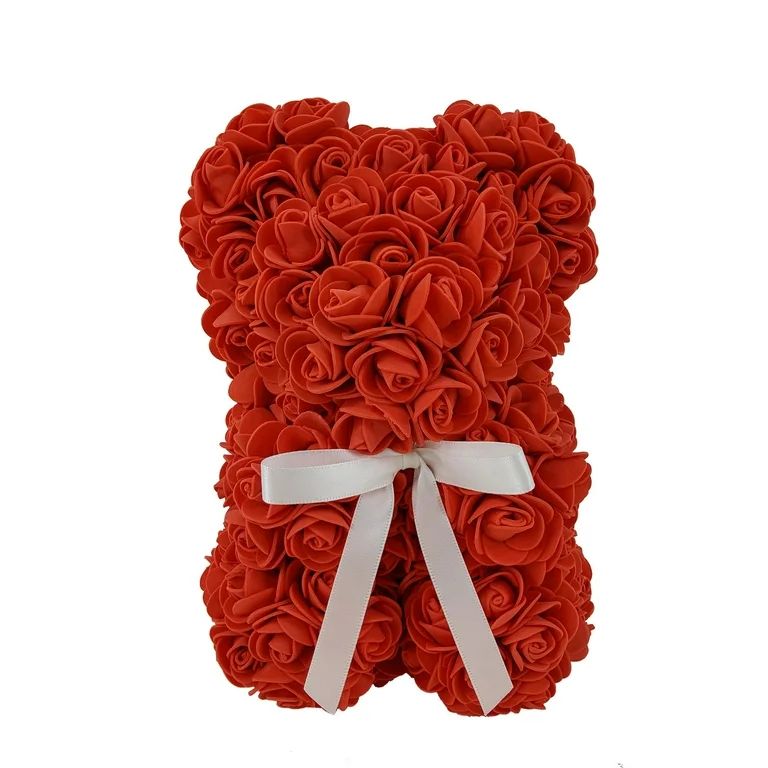 Way to Celebrate 9.25in Artificial Rose Bear, Red Color. Indoor Use. | Walmart (US)