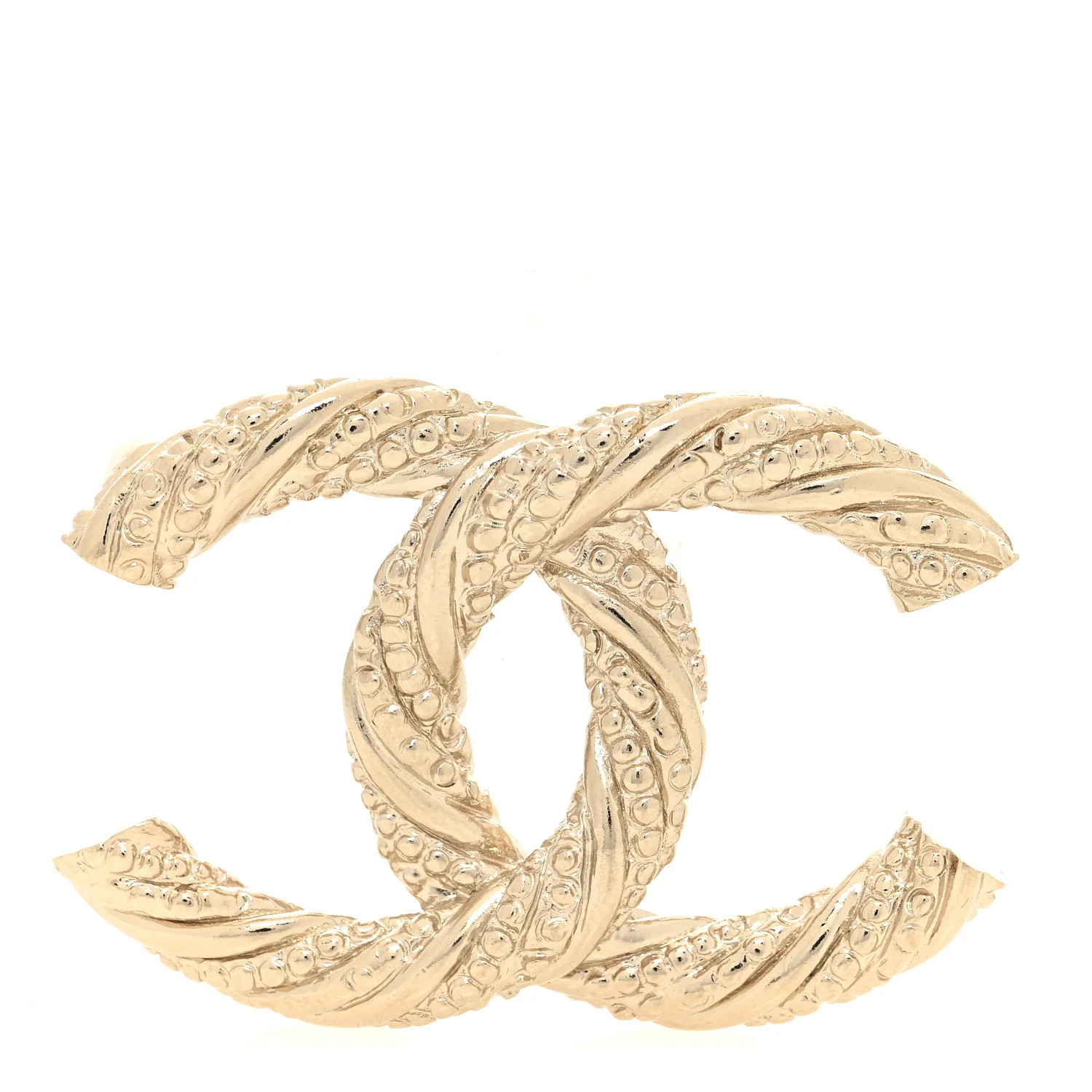 Crystal Twisted CC Brooch Light Gold | FASHIONPHILE (US)