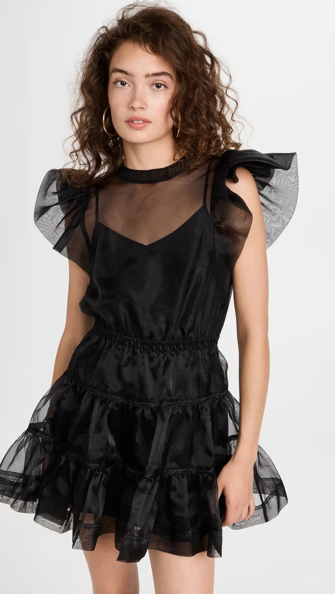 SIMKHAI Monique Organza Ruffle Sleeve Mini Dress | Shopbop | Shopbop
