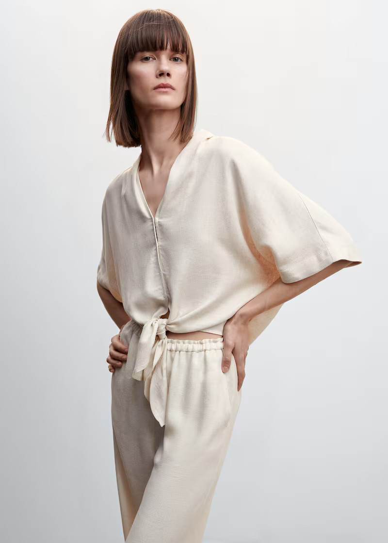 Satin knot blouse | MANGO (US)
