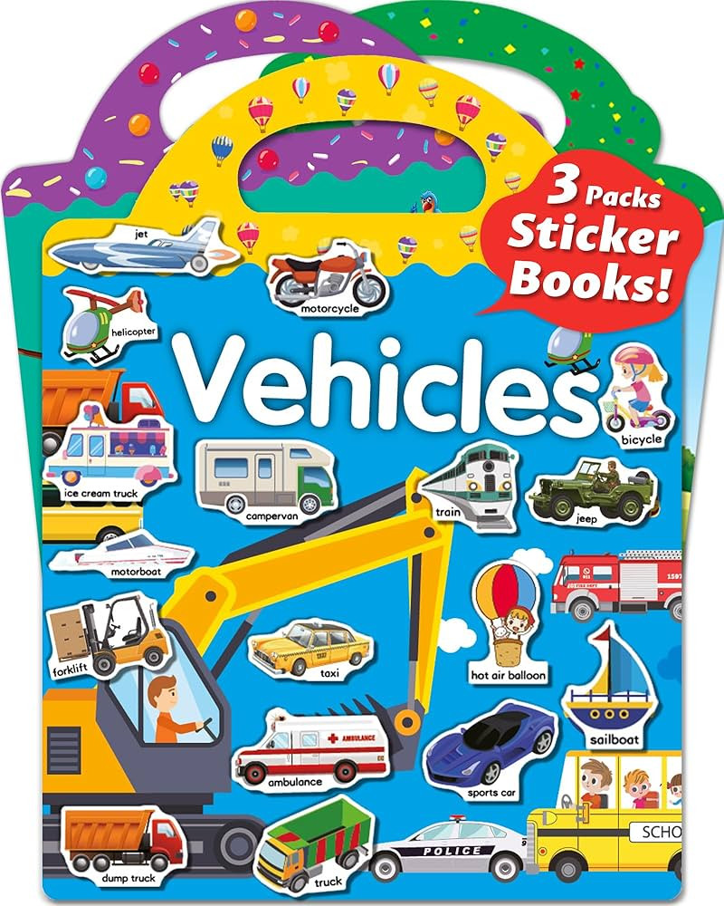 Reusable Sticker Book for Toddlers 2-4 Years, 3 Sets Stickers for Kids, Toddler Sticker Book Ages... | Amazon (US)