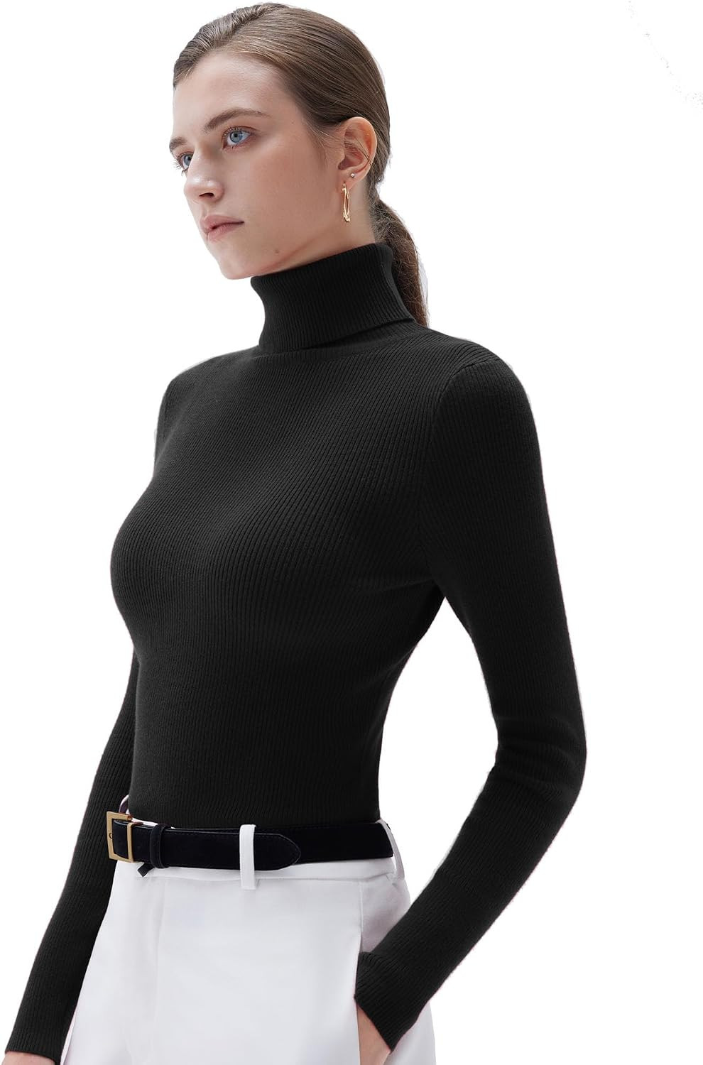 SUUKSESS Women Turtleneck Cashmere Blend Sweater Basic Thermal Tops | Amazon (US)
