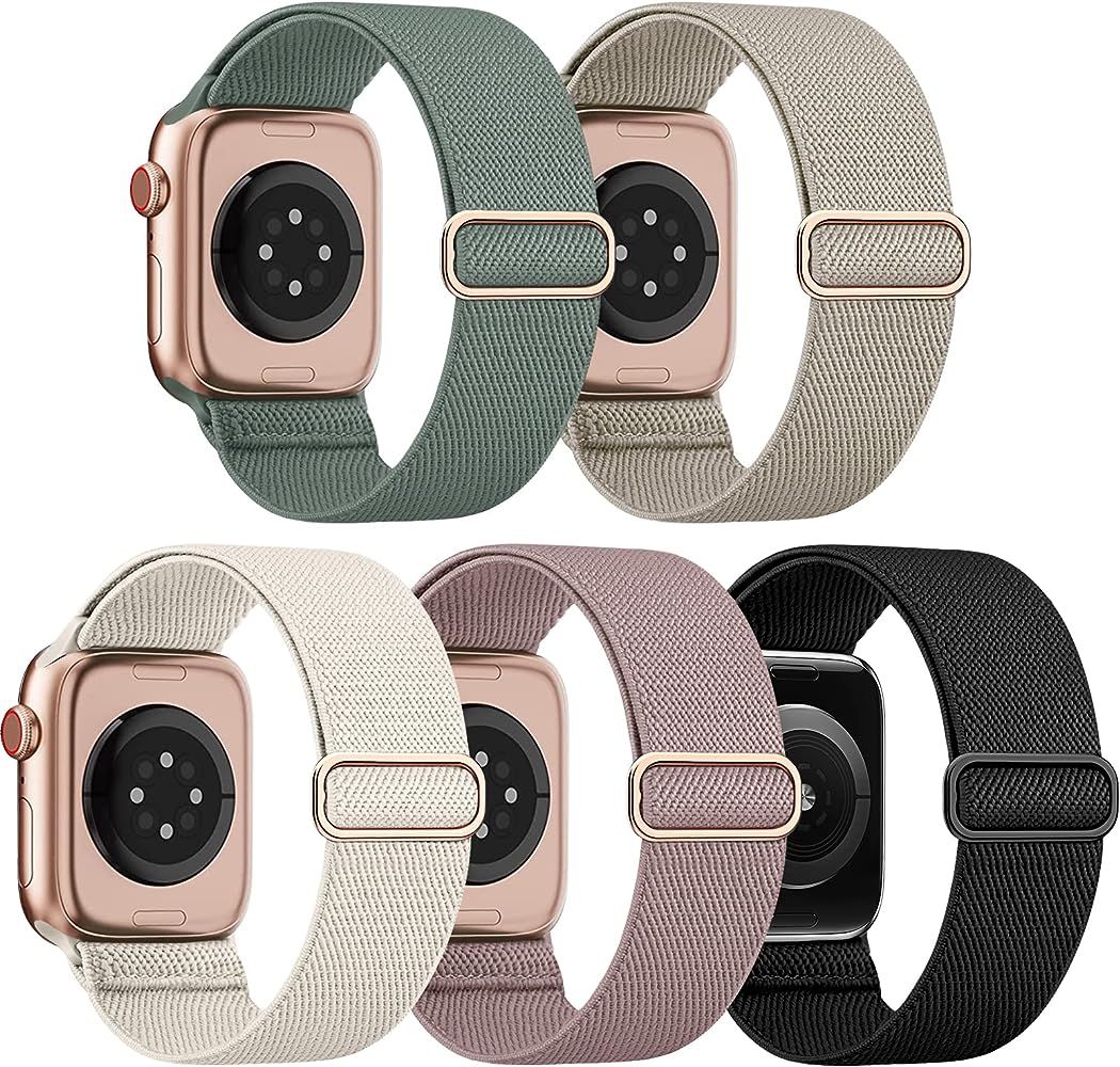 EOMTAM 5 Pack Stretchy Nylon Compatible for Apple Watch Ultra 2/1 Band 38mm 40mm 41mm 42mm 44mm 4... | Amazon (US)
