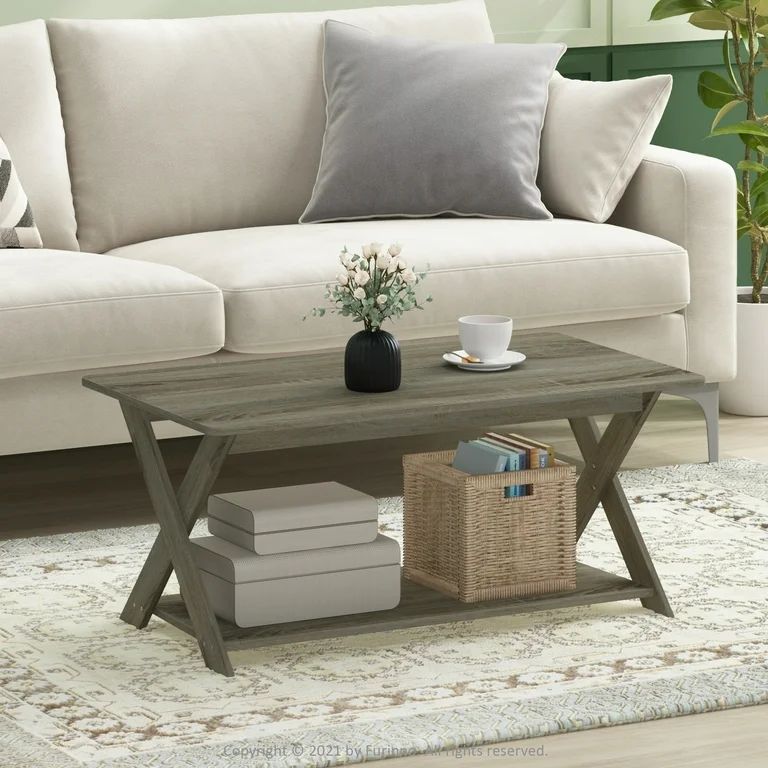 Furinno Simplistic Criss-Crossed Coffee Table, French Oak | Walmart (US)