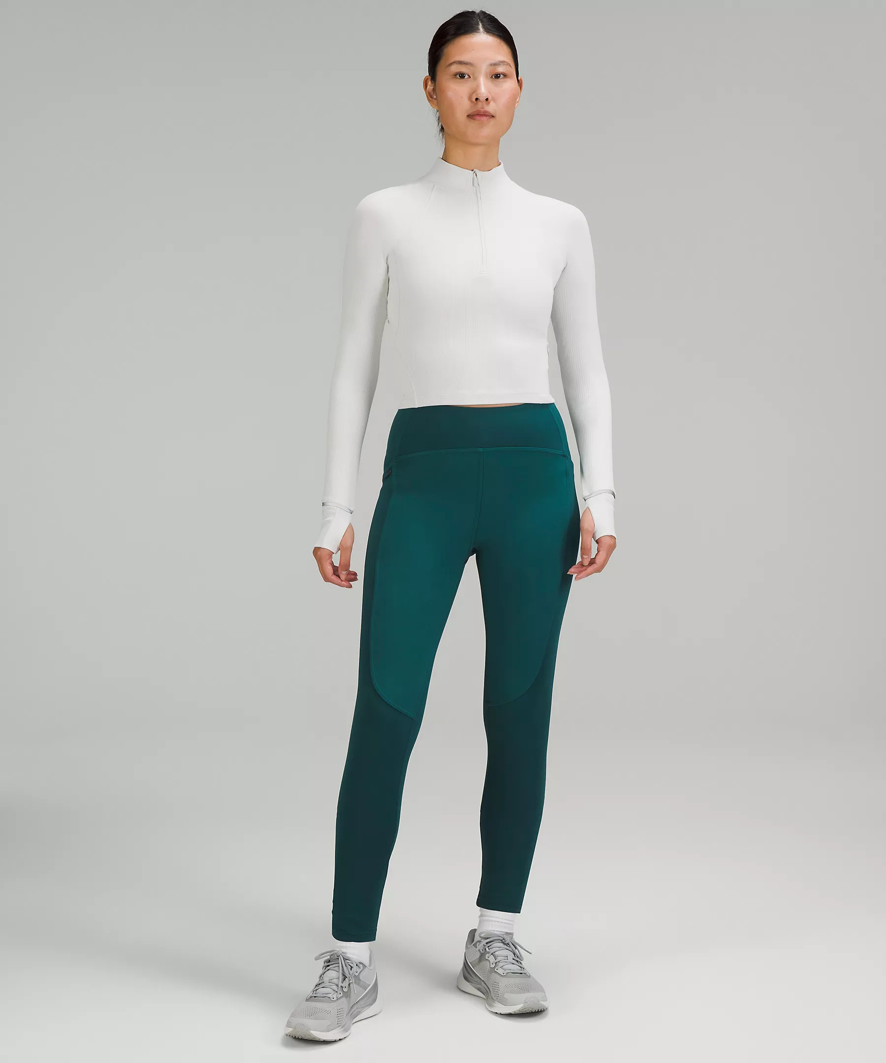 It's Rulu Run Cropped Half Zip *Ribbed | Women's Long Sleeve Shirts | lululemon | Lululemon (US)