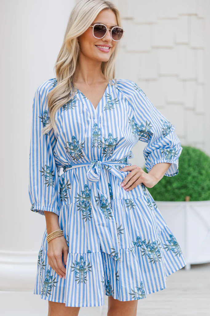 The Evolution Blue Striped Dress | The Mint Julep Boutique