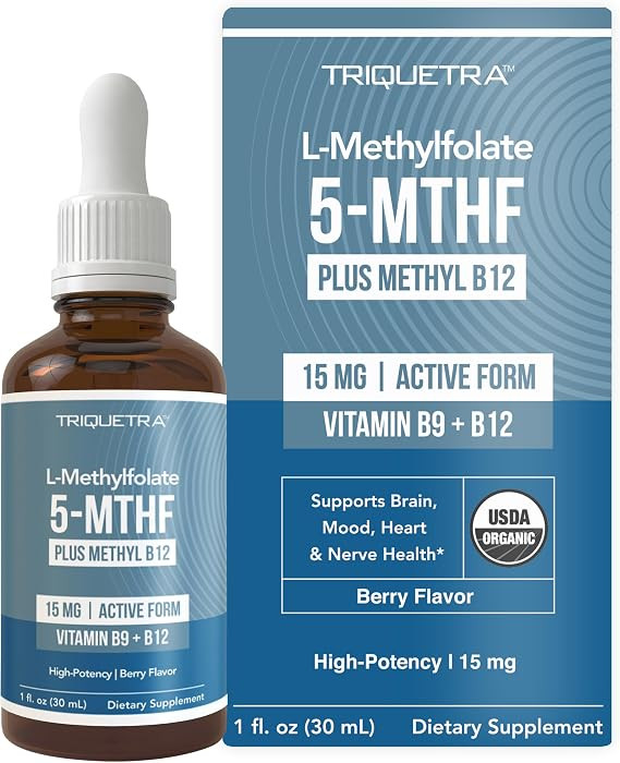 L Methyl Folate 15mg Plus Methyl B12 Cofactor \u2013 Organic Berry Flavor, High Potency Liquid Su... | Amazon (US)