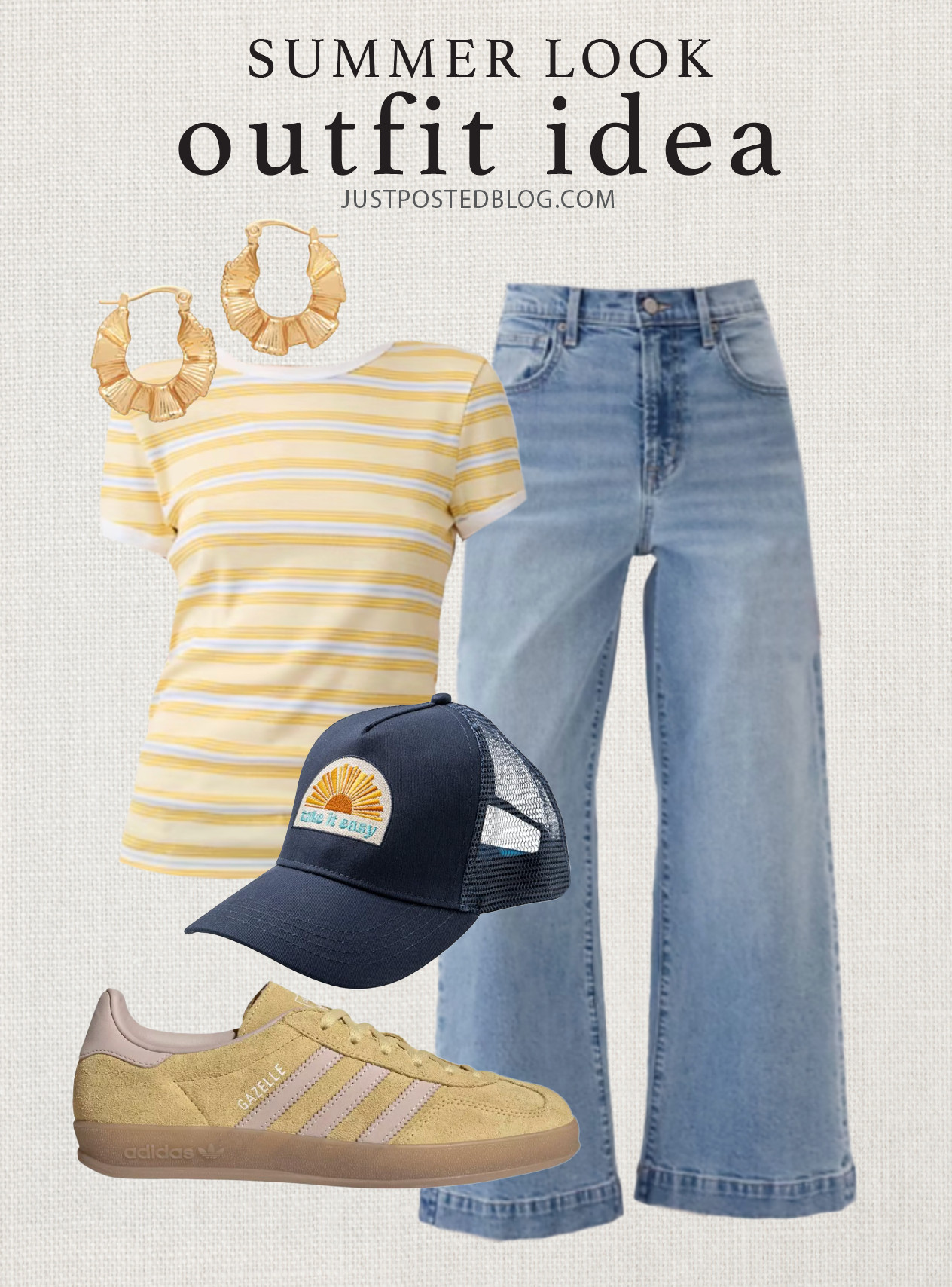 Such a fun look for summer! How adorable are these yellow sneakers and the cutest hat for summer? 

 #LTKootd #LTKSeasonal #LTKSaleAlert