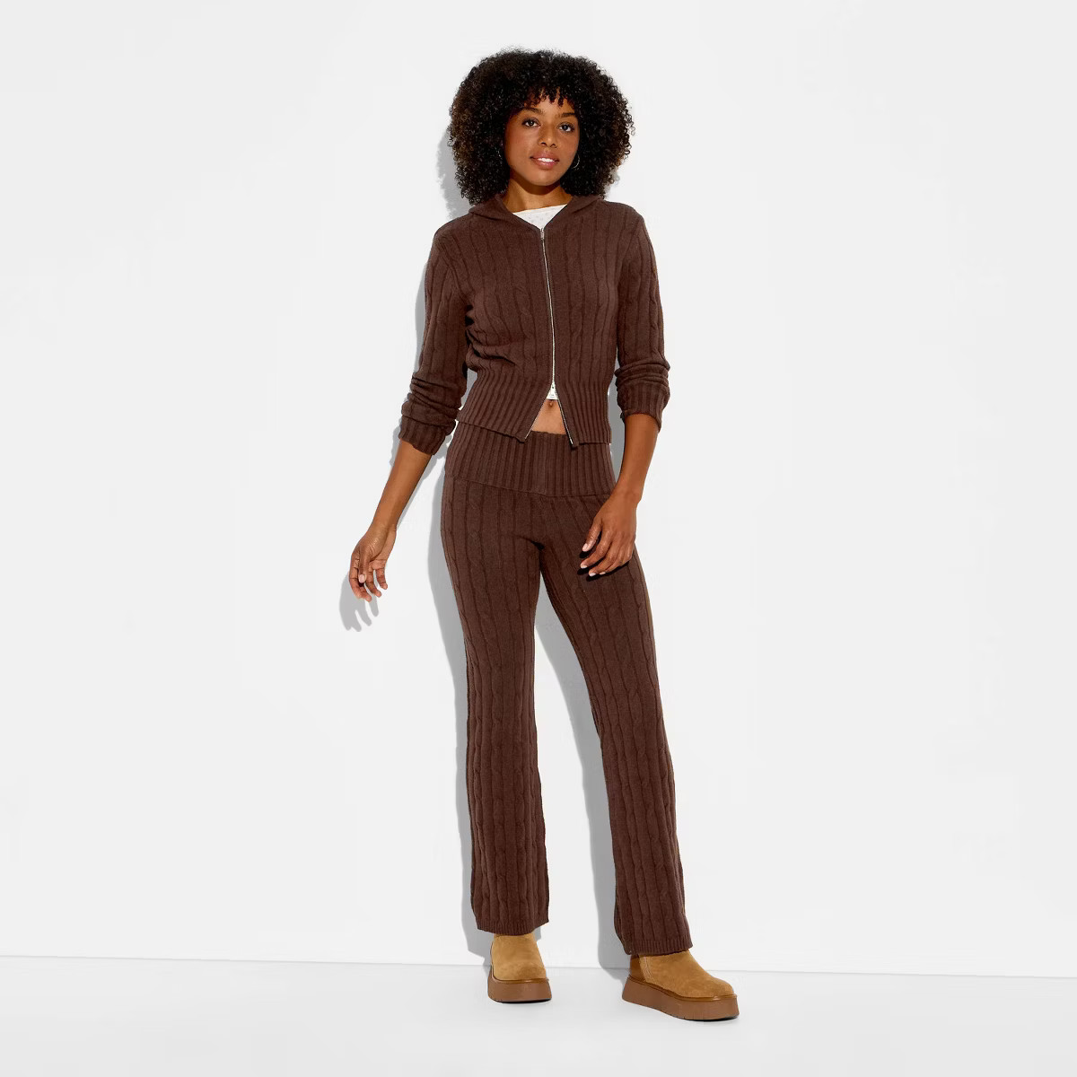 Women's Mid-Rise Foldover Cable Sweater Pants - Wild Fable™ | Target