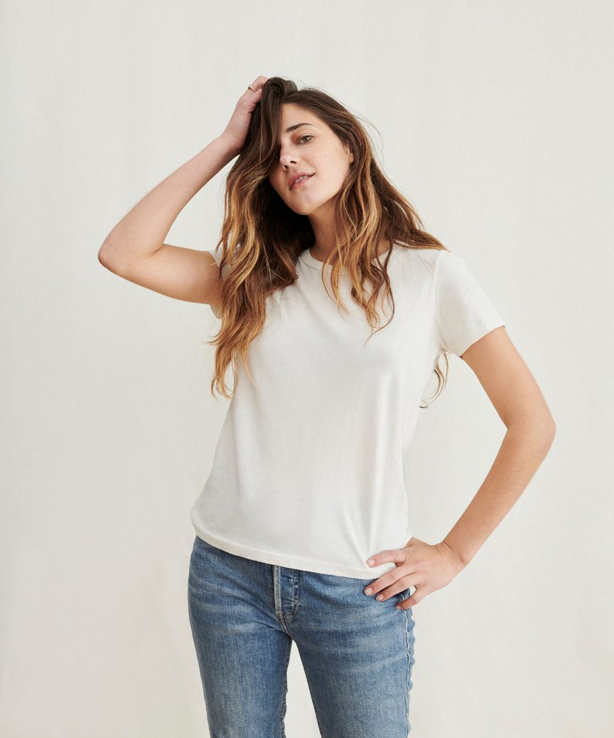 Cotton Slim Tee - Cream | Jenni Kayne | Jenni Kayne