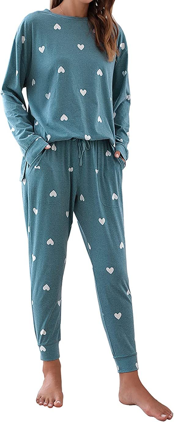 Blooming Jelly Womens Cute Pajama Sets Long Sleeve Heart Printed Lounge Set Pockets Two Piece Out... | Amazon (US)