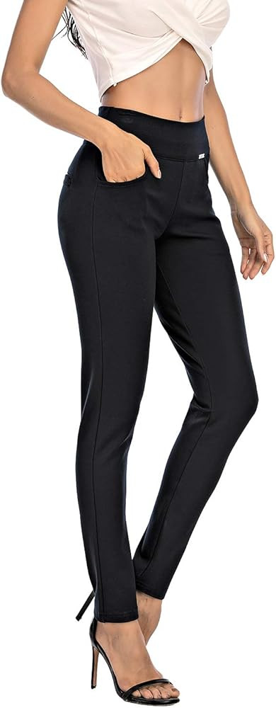 neezeelee Dress Pants for Women Comfort Stretch Slim Fit Leg Skinny High Waist Pull on Pants with... | Amazon (US)