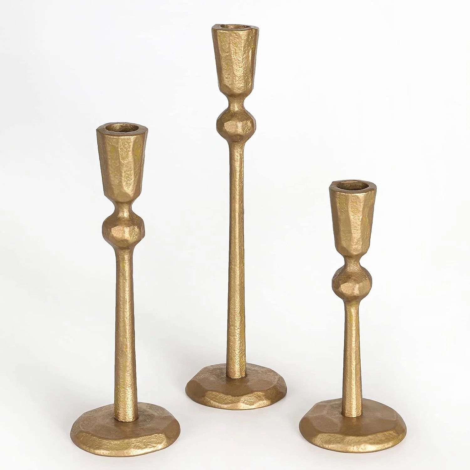 Alcott Hill Antique Brass Iron Taper Candle Holder - Set Of 3 Decorative Candle Stand, Candlestic... | Wayfair North America