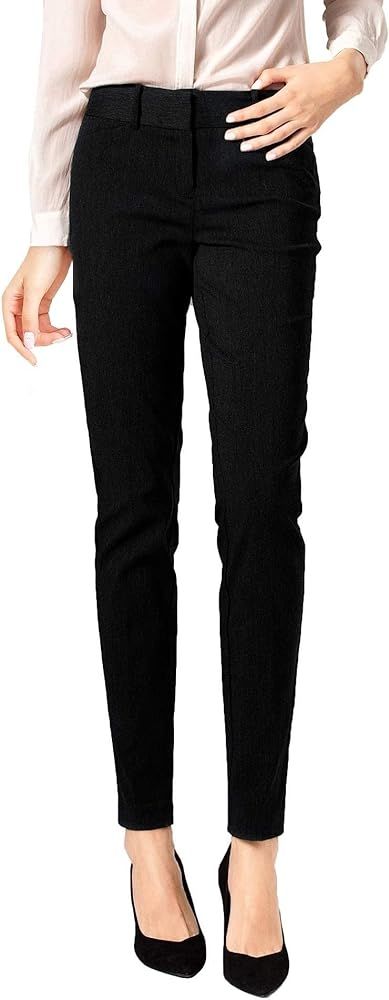 SATINATO Women's Straight Pants Stretch Slim Skinny Solid Trousers Casual Business Office | Amazon (US)