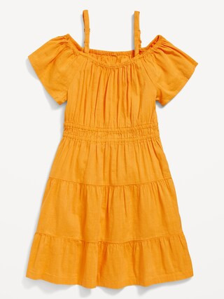 Cold-Shoulder Tiered Swing Dress for Girls | Old Navy (US)