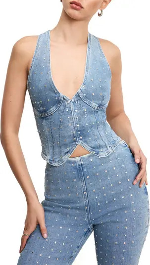 Good American Dolly Crystal Denim Vest | Nordstromrack | Nordstrom Rack