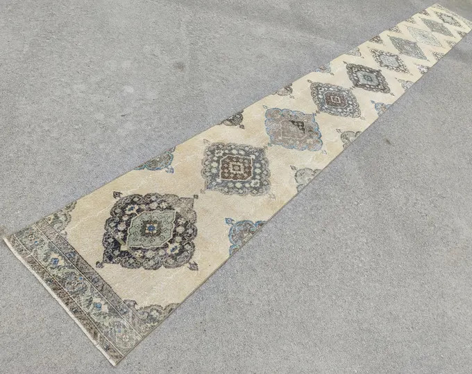 Handwoven Turkish Runner Rug: 2.4x23 Ft Vintage Entryway Rug - Etsy | Etsy (US)