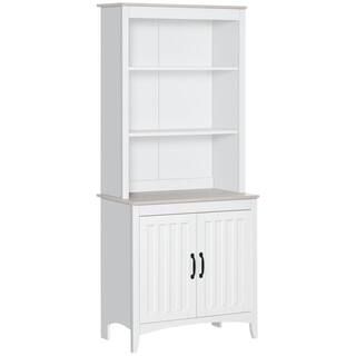 HOMCOM White Kitchen Buffet Hutch with 3-Tier Shelving | The Home Depot