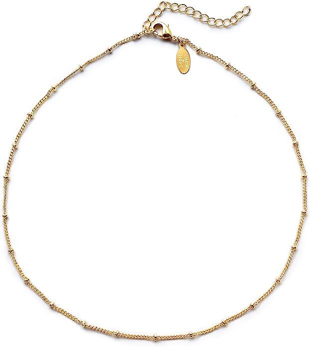 Benevolence LA Choker Necklace Gold Necklace for Women | 14k Gold Dipped Satellite Beaded Curb Ch... | Amazon (US)