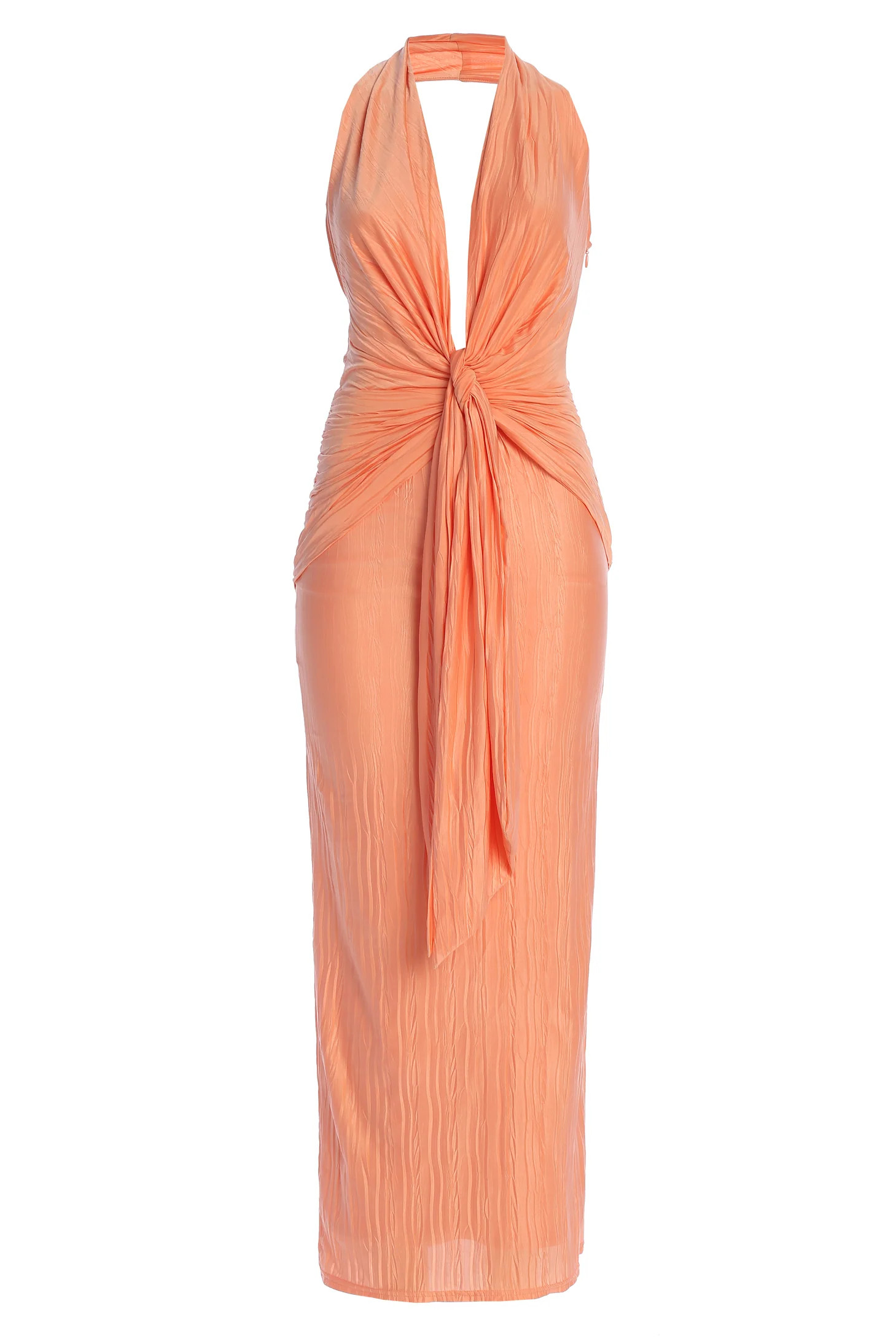 Peach Under The Moonlight Drape Dress | JLUXLABEL