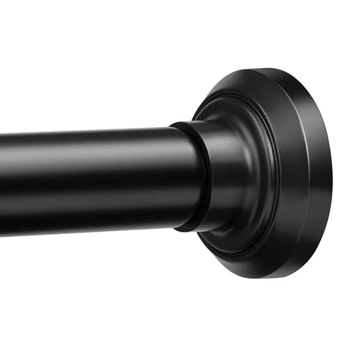 ENJOYBASICS Matte Black Shower Curtain Rod 30 to 76 Inches, 1 Inch Stainless Steel Adjustable Spring Tension Rods No Drill for Bathroom, Closet, Window, Room Divider, Never Rust, Non Slip | Amazon (US)