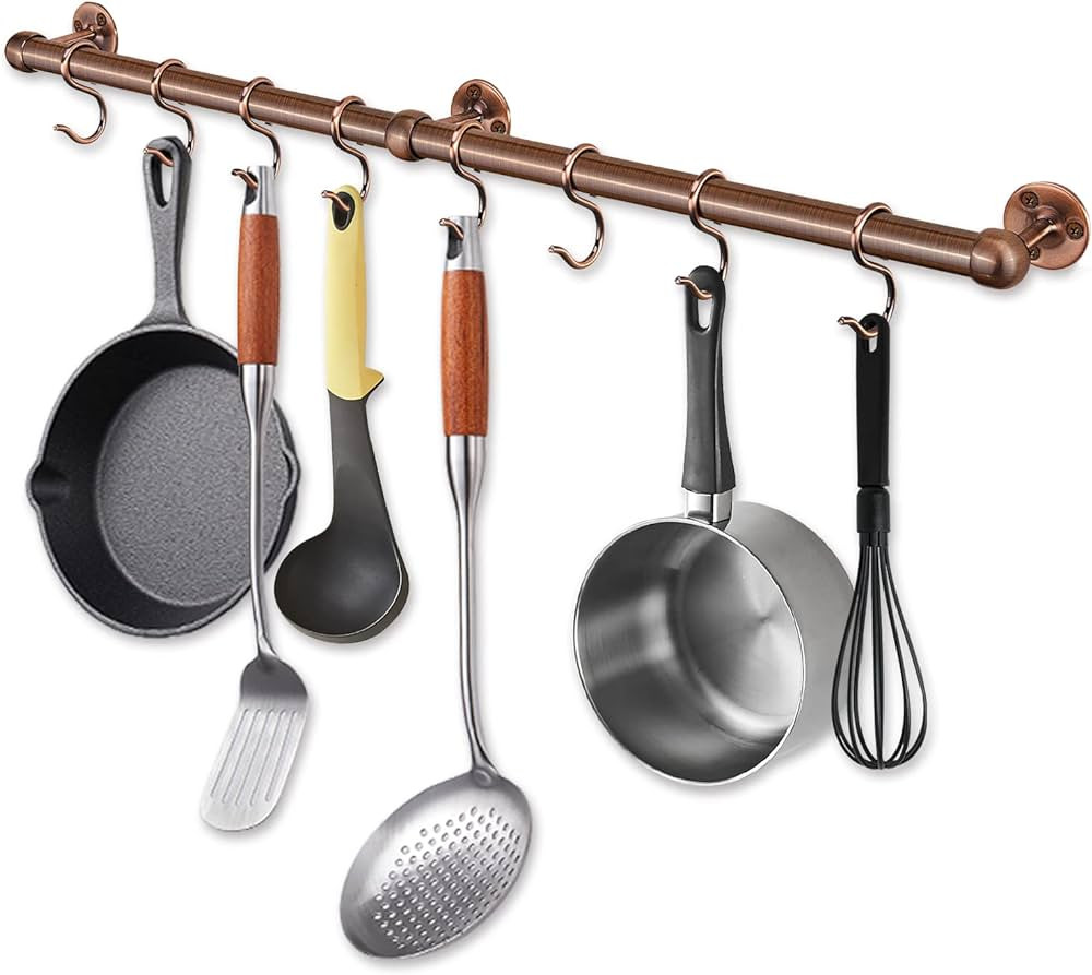 ROTHLEY Hanging Pot Rack Hanger: 23.7 Inch Stainless Steel Pot and Pan Hanger Wall Mounted Hangin... | Amazon (US)