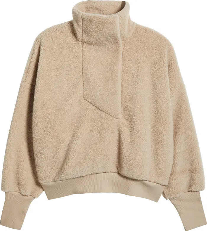 Zella Faux Shearling Funnel Neck Pullover | Nordstrom | Nordstrom