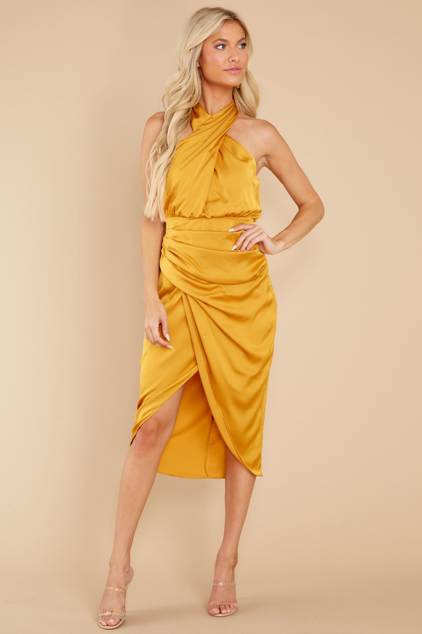 Midnight Chances Mustard Midi Dress | Red Dress 
