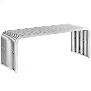 Pipe 47 in. Stainless Steel Bench in Silver | The Home Depot