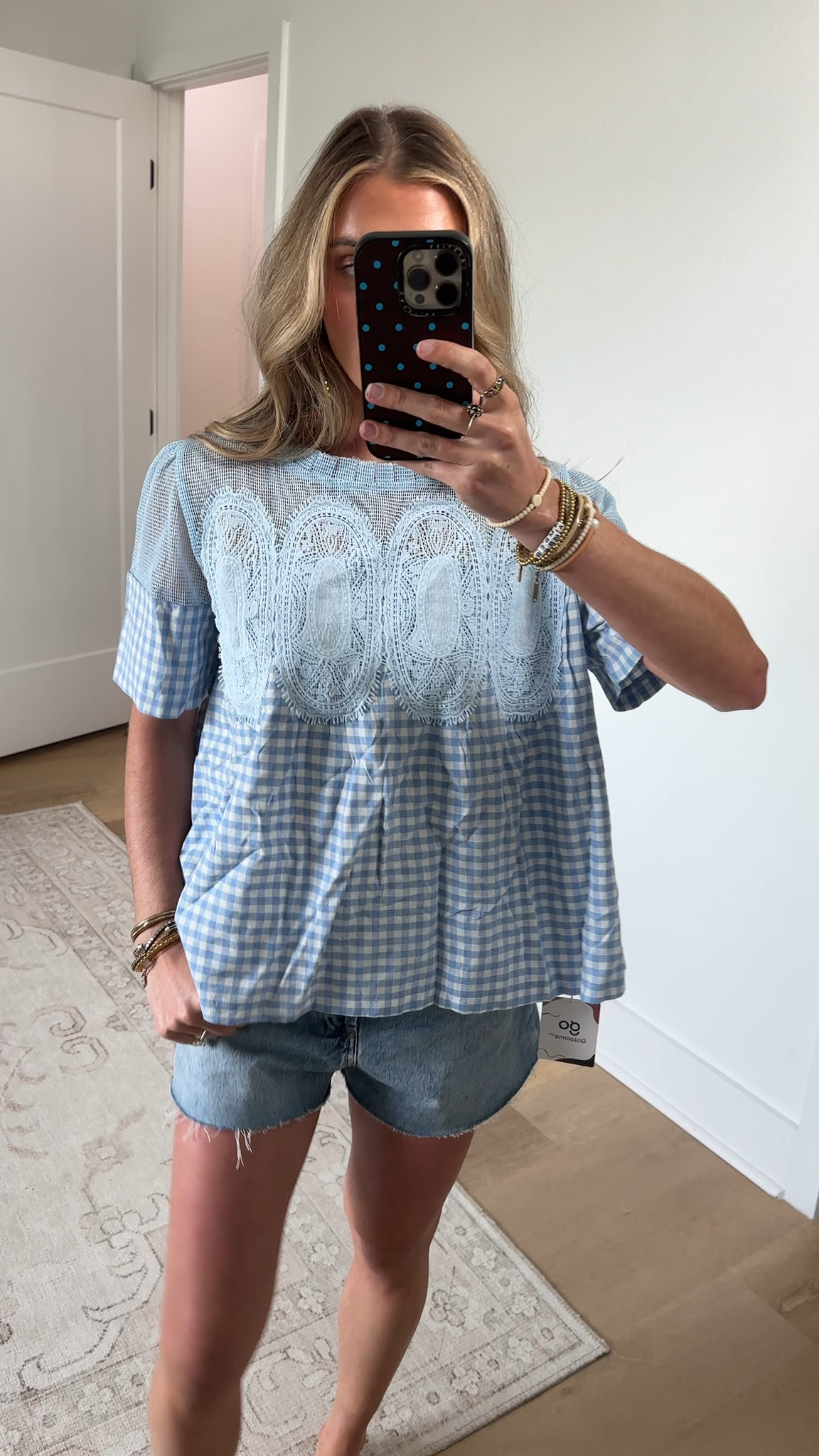 Amazon size small Gozoloma Women's Plaid Lace Short Sleeve Blouse Poplin Mesh Crew Neck Swing Babydoll Tops Casual Summer Shirts

#LTKootd #LTKSeasonal #LTKSaleAlert